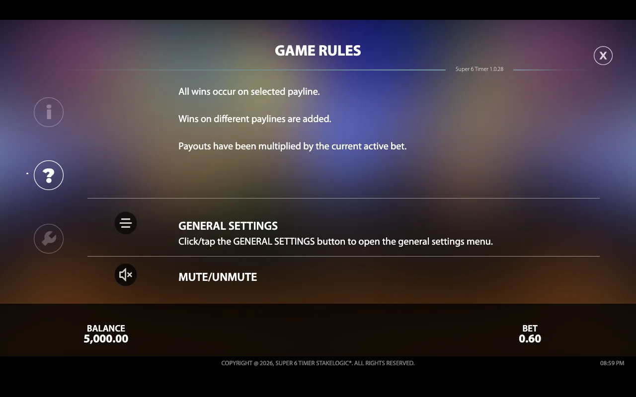 General settings — Super6timer