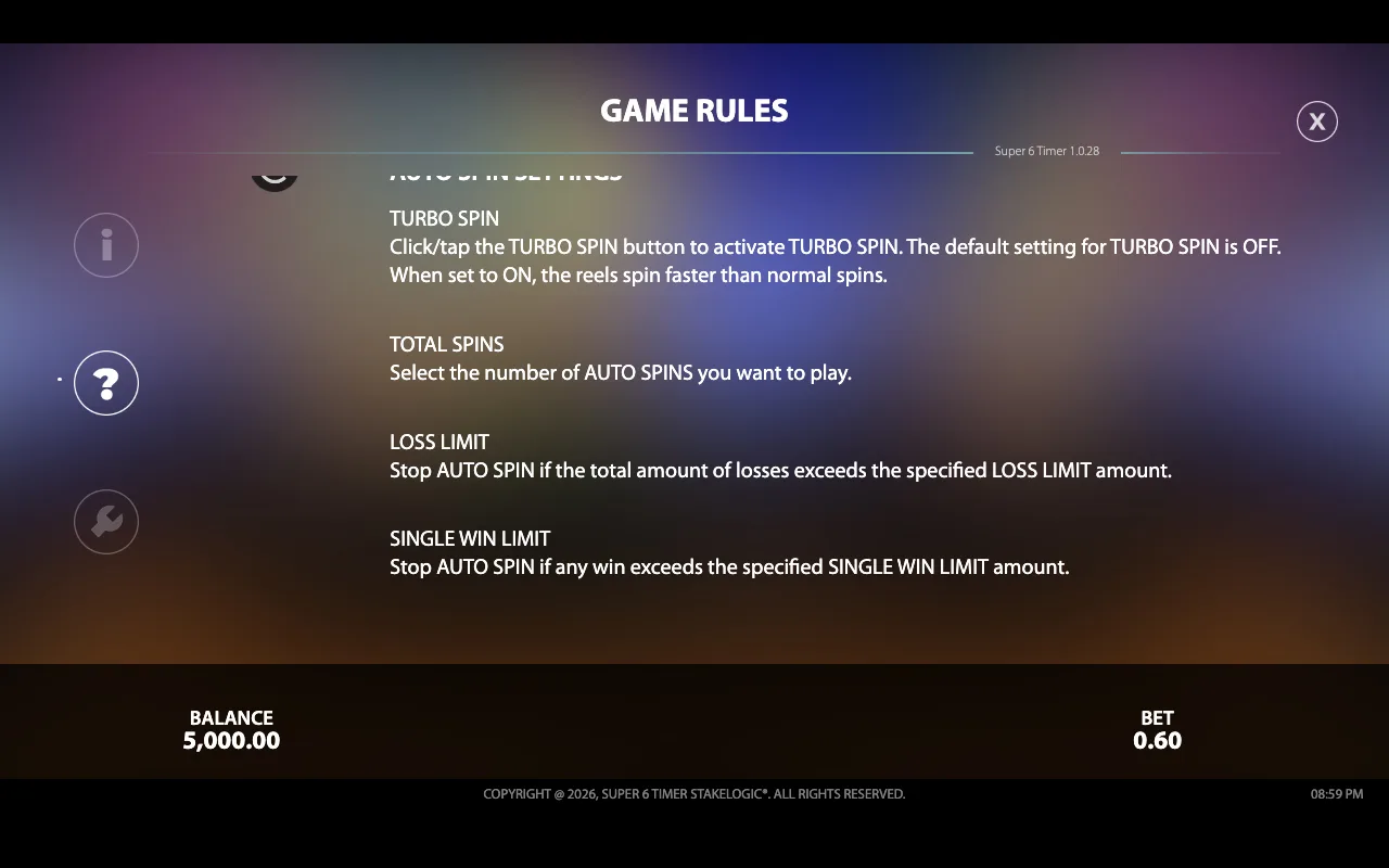 Game rules, page 6 — Super6timer