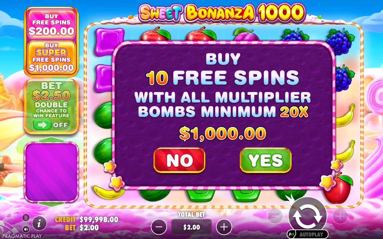 Buying the feature — Sweet Bonanza 1000