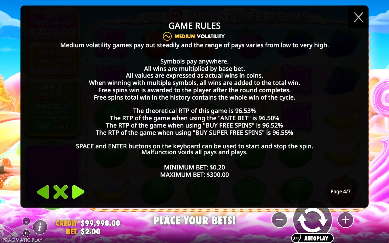 Game rules — Sweet Bonanza 1000