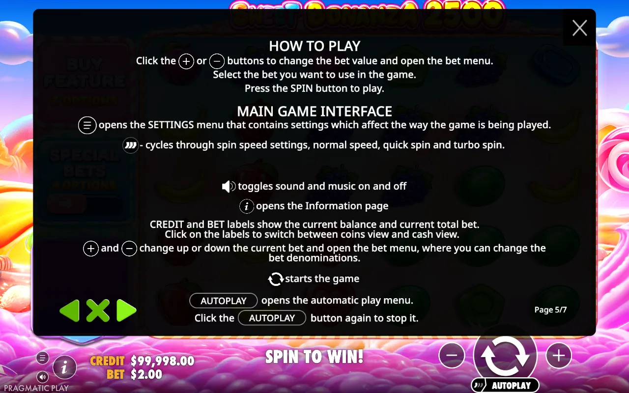 How to play — Sweet Bonanza 2500