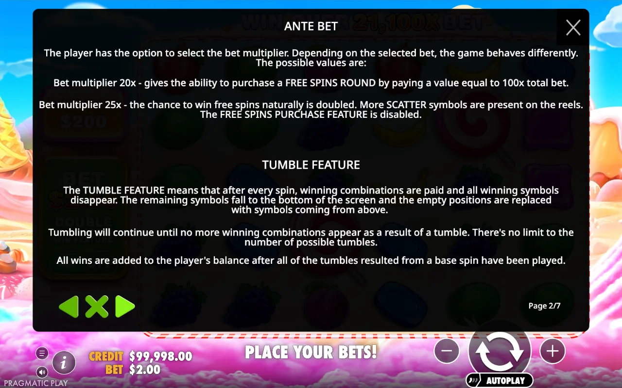 Game rules, page 2 — Sweet Bonanza