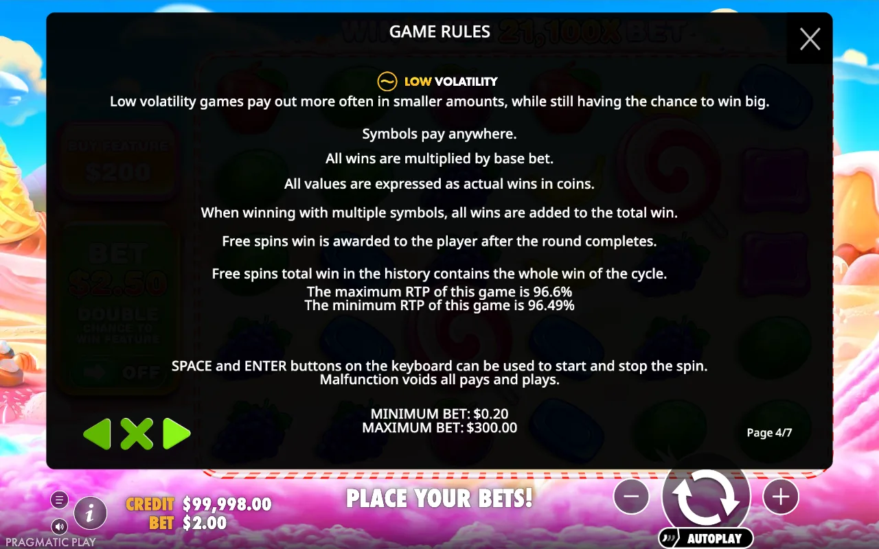 Game rules, page 4 — Sweet Bonanza