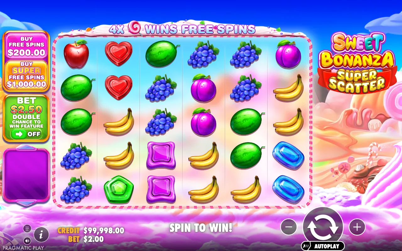The base game — Sweet Bonanza Super Scatter