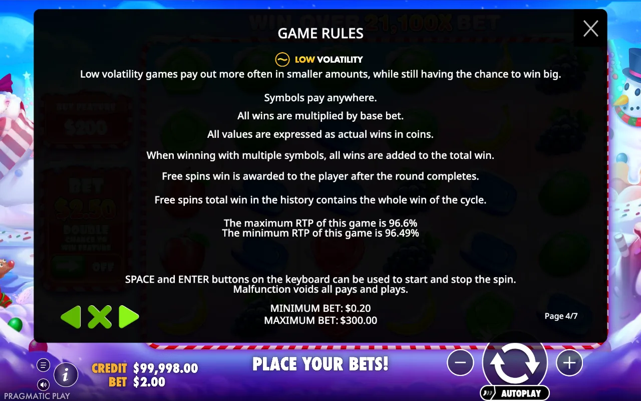 Game rules, page 4 — Sweet Bonanza Xmas