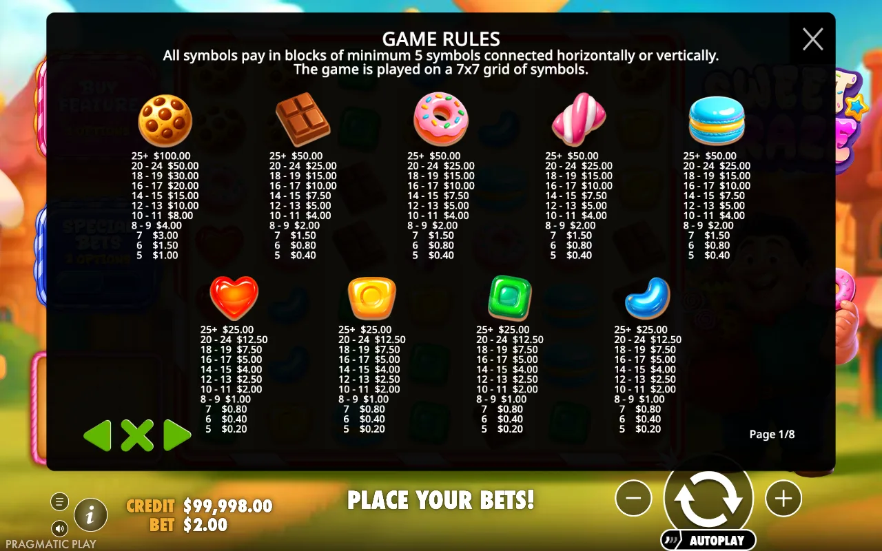 Game rules, page 1 — Sweet Craze