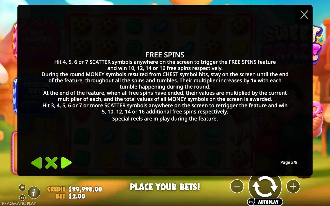 Free spins — Sweet Craze