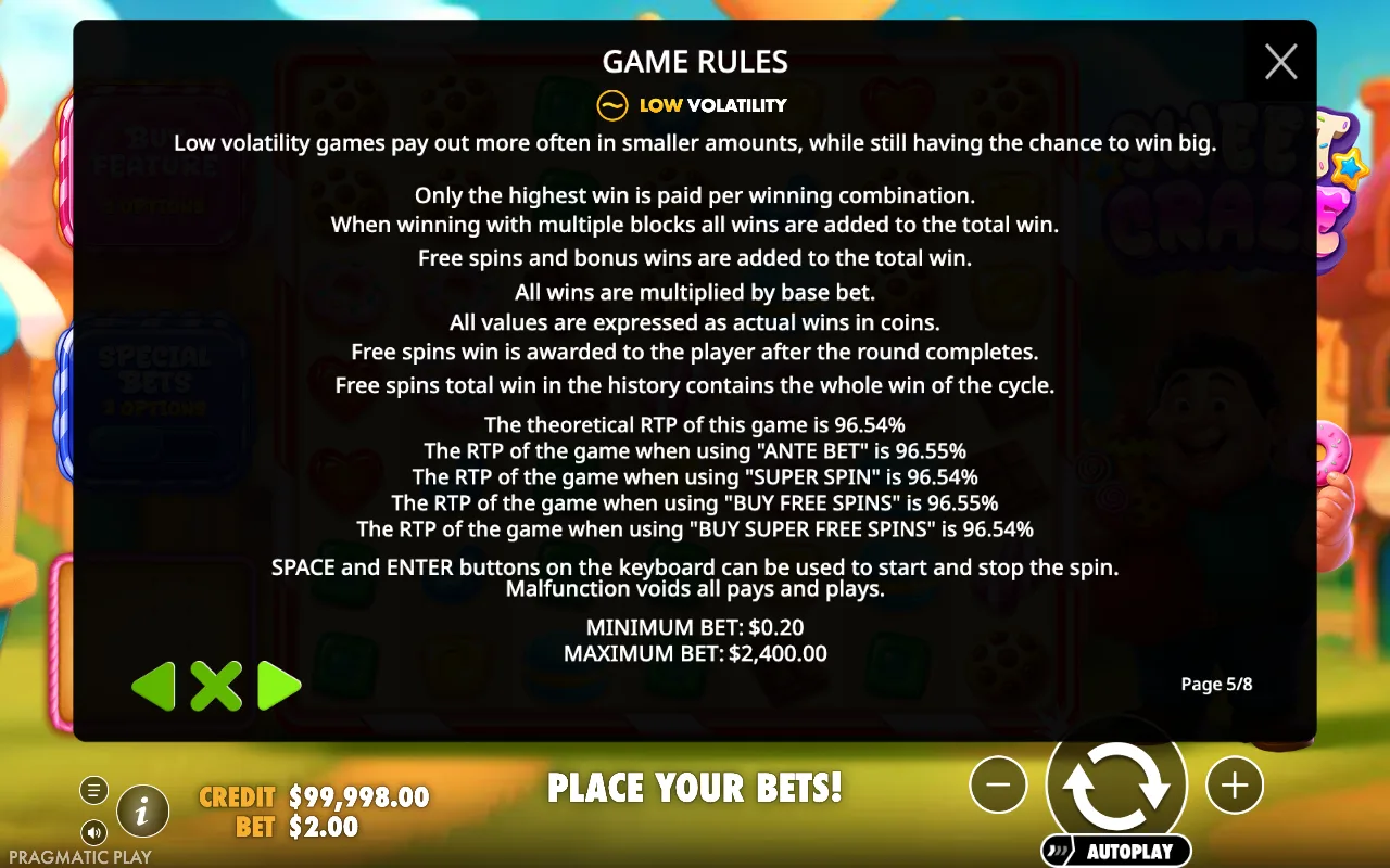 Game rules, page 5 — Sweet Craze