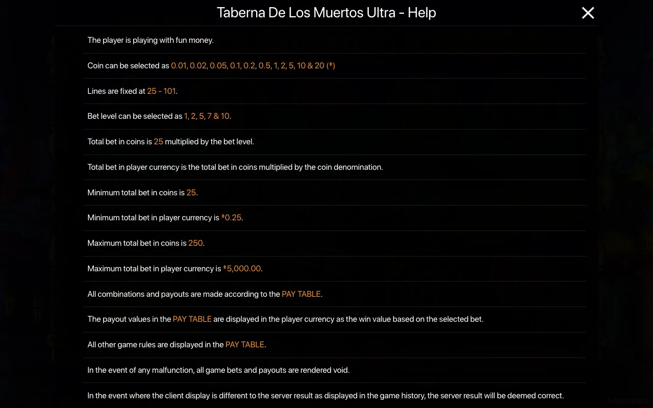 Game rules, page 1 — Taberna De Los Muertos Ultra