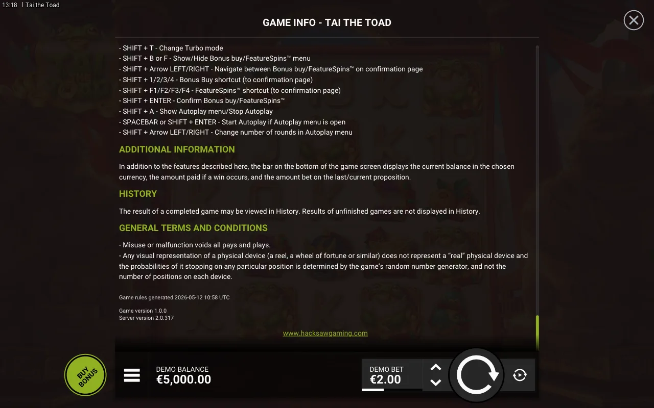 Game rules, page 9 — Tai the Toad