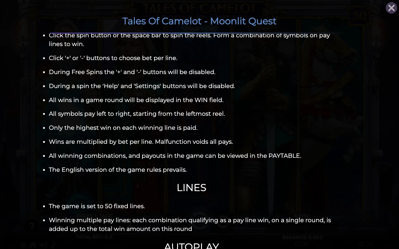 Game rules, page 7 — Tales of Camelot Moonlit Quest