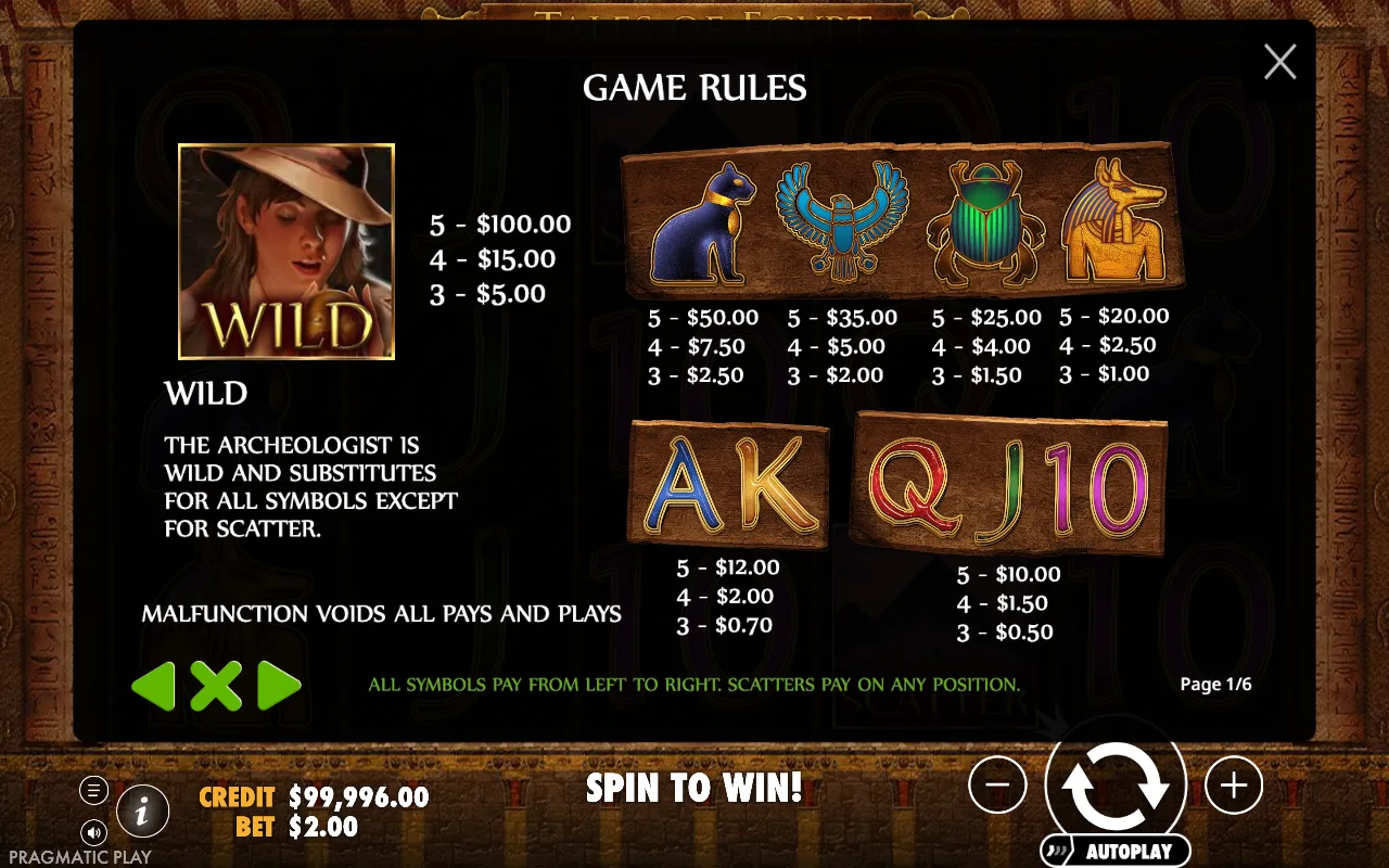 Game rules — Tales of Egypt