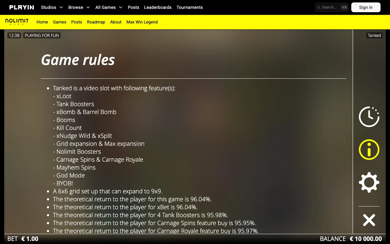 Game rules, page 1 — Tanked