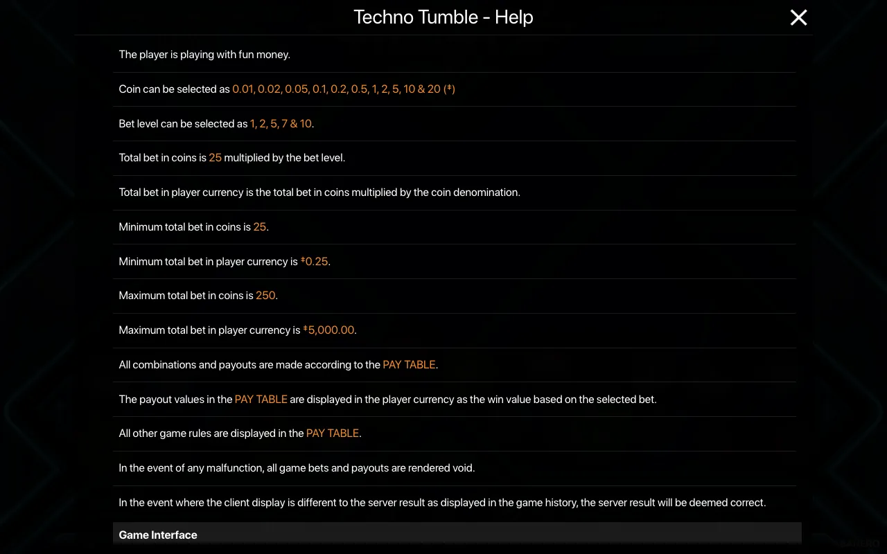 Game rules, page 1 — Techno Tumble