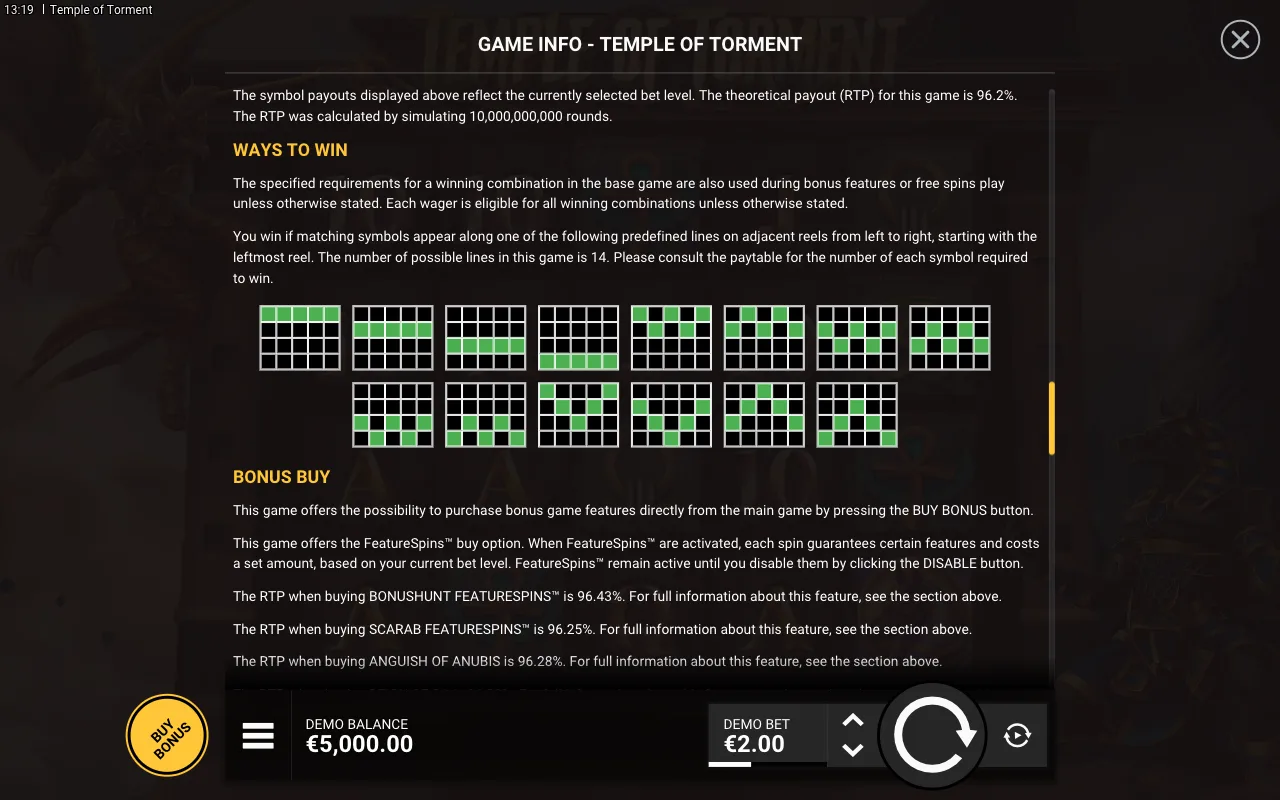 Ways to win — Temple of Torment