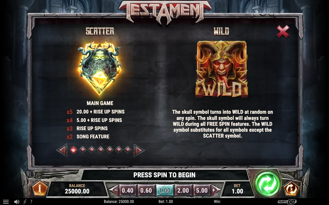 Game rules, page 2 — Testament