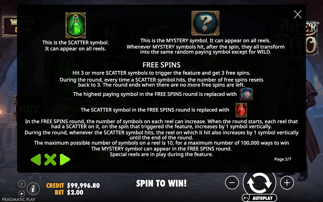 Free spins — The Alter Ego