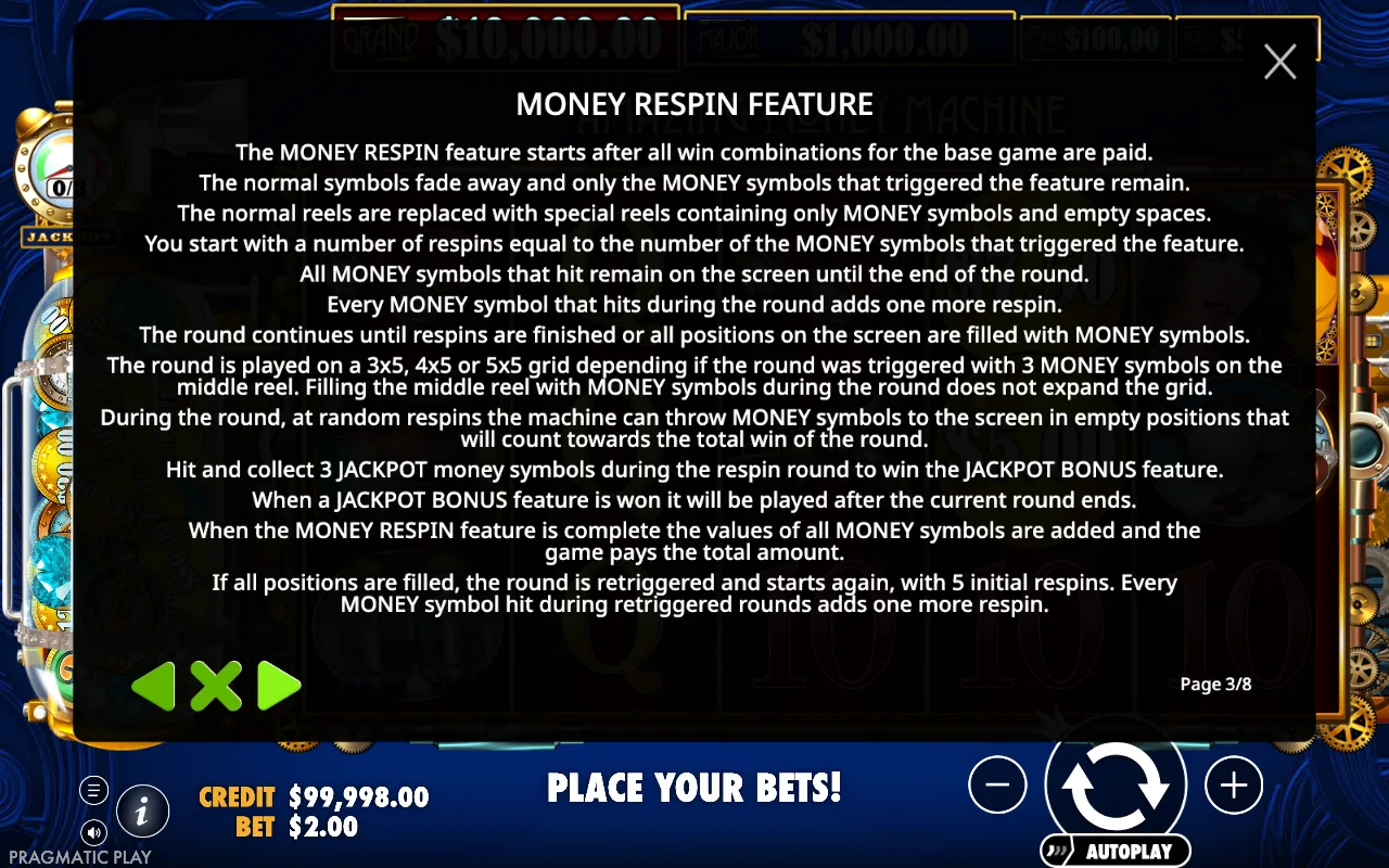 Money respin feature — The Amazing Money Machine