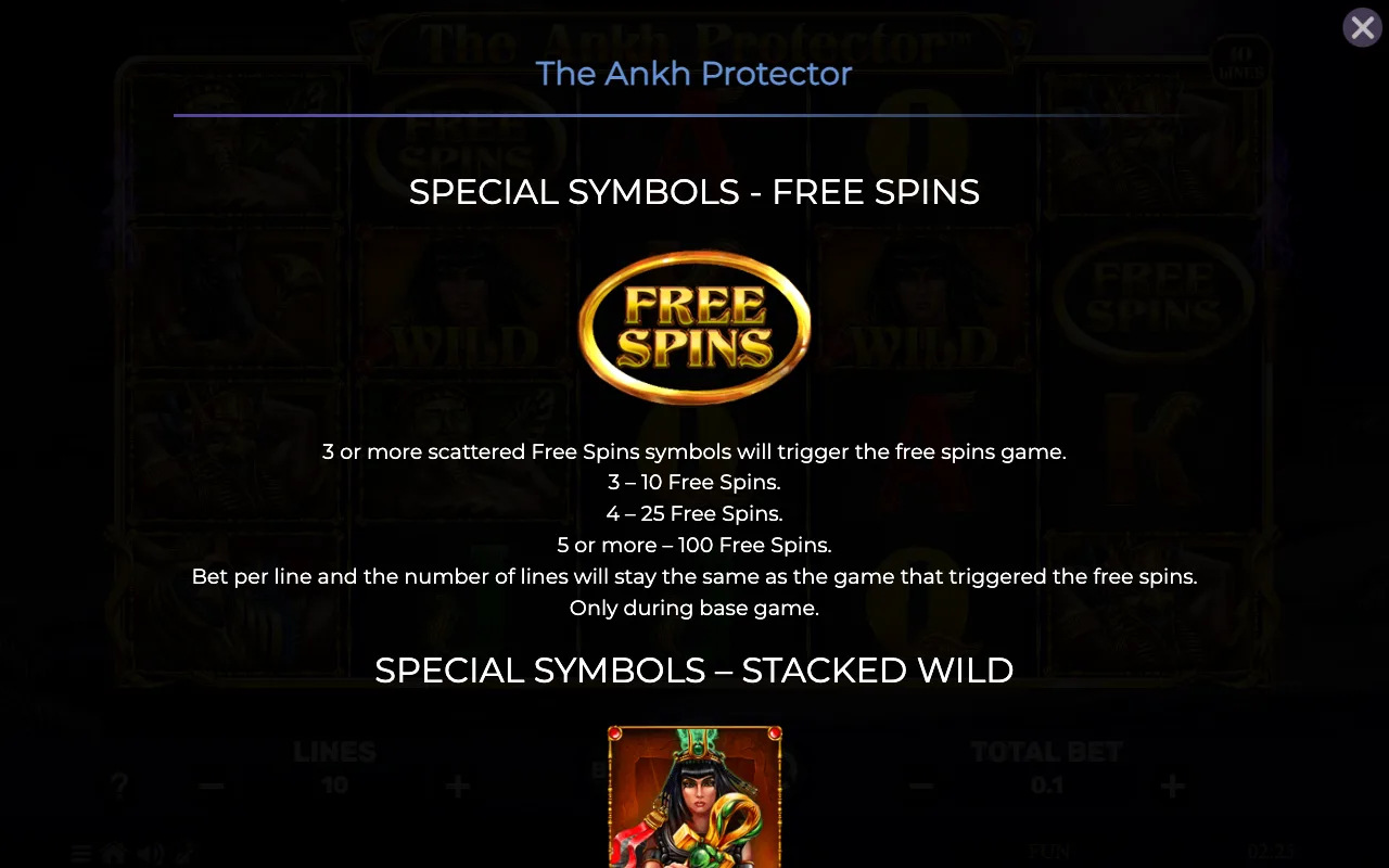 Special symbols - free spins — The Ankh Protector ed