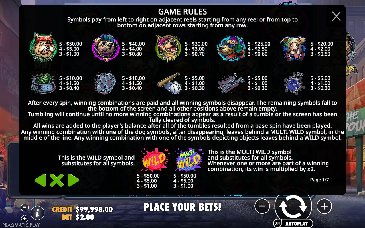 Game rules, page 1 — The Big Dawgs