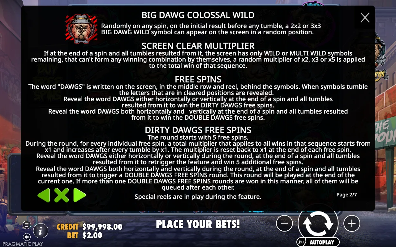 Game rules, page 2 — The Big Dawgs
