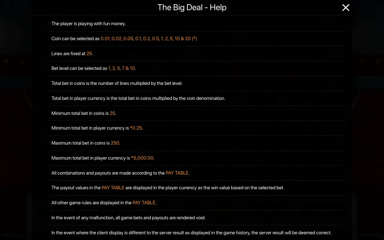 Spielregeln, Seite 1 — The Big Deal