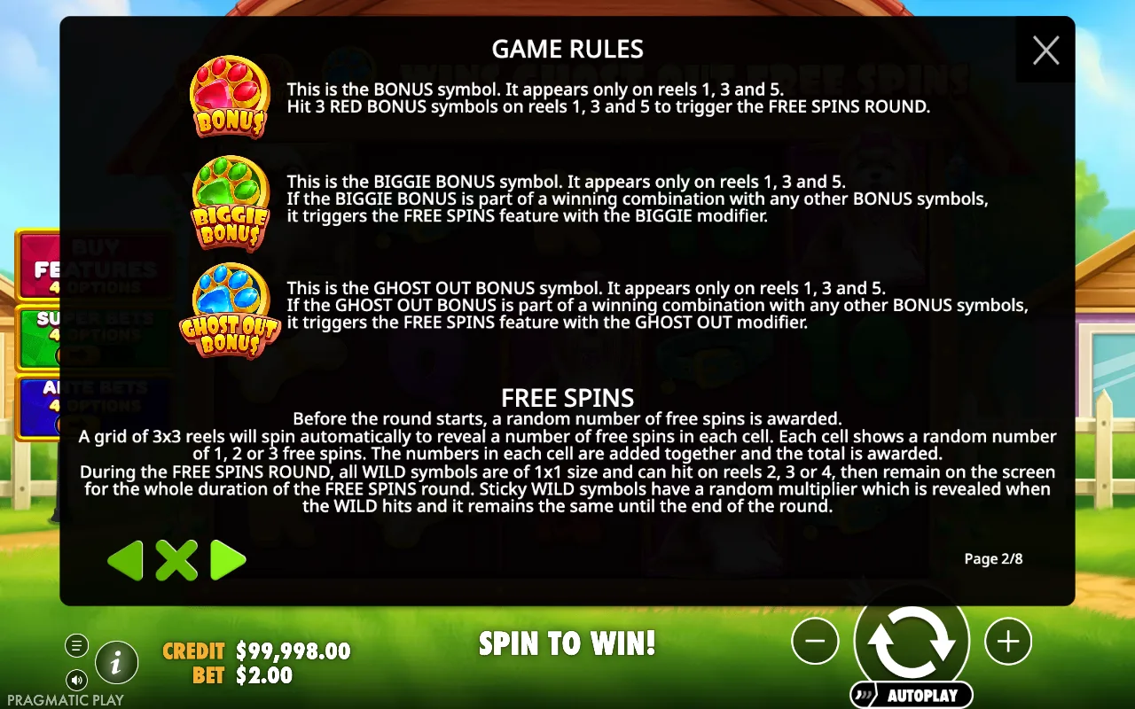 Game rules, page 2 — The Big Dog House