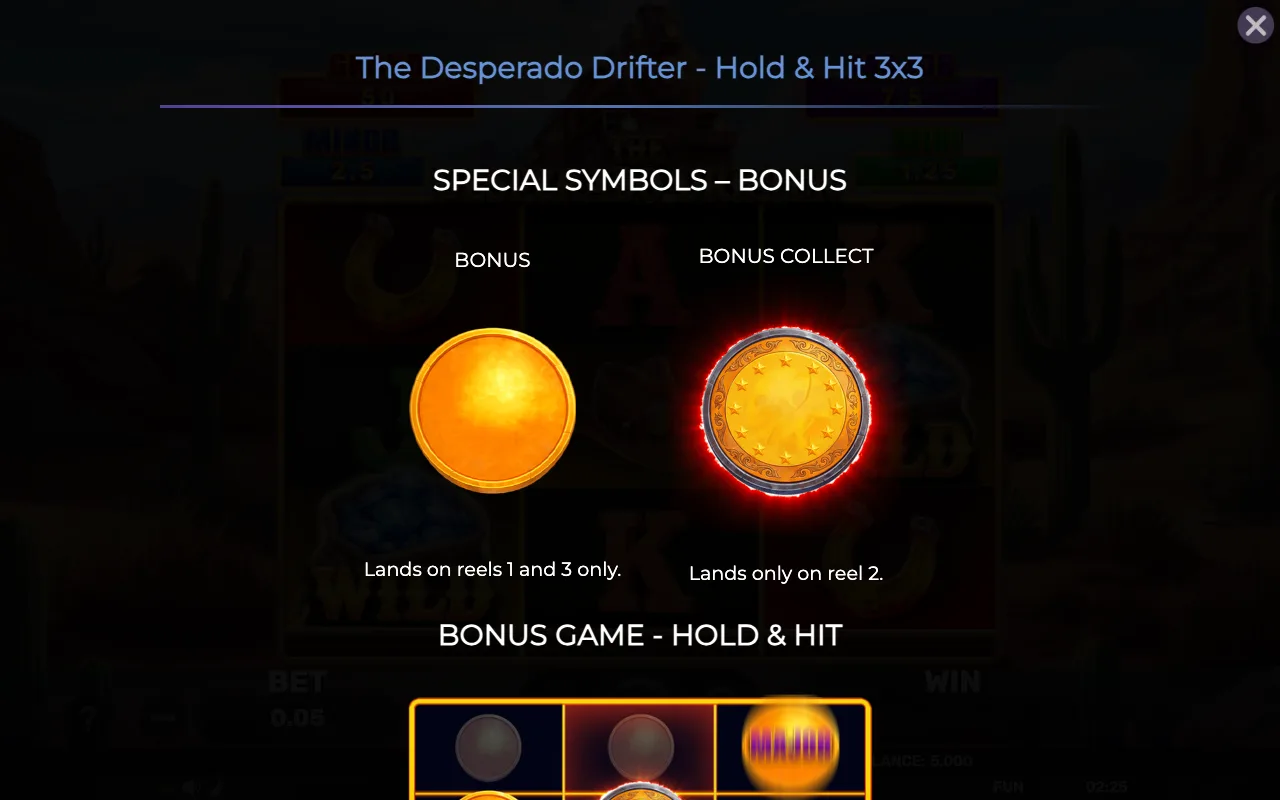 Special symbols - bonus — The Desperado Drifter Holdhit 3x3