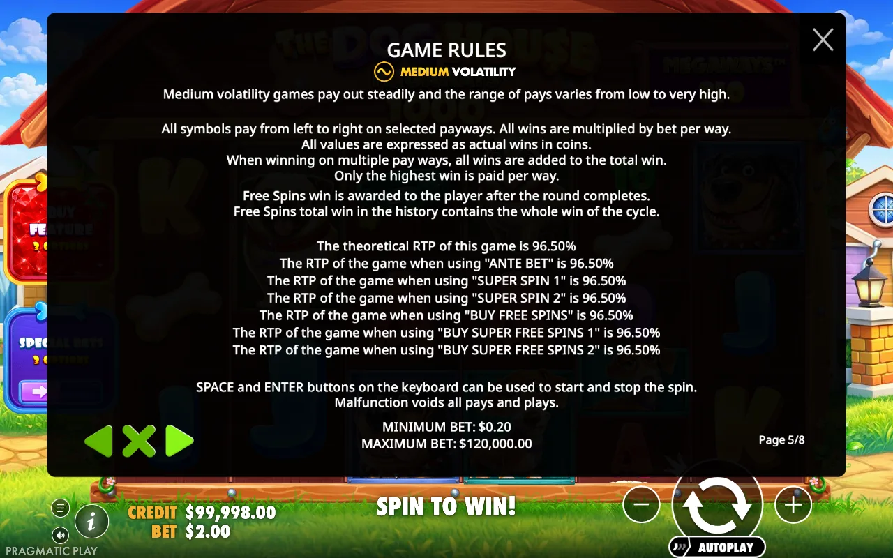 Game rules — The Dog House Megaways 1000