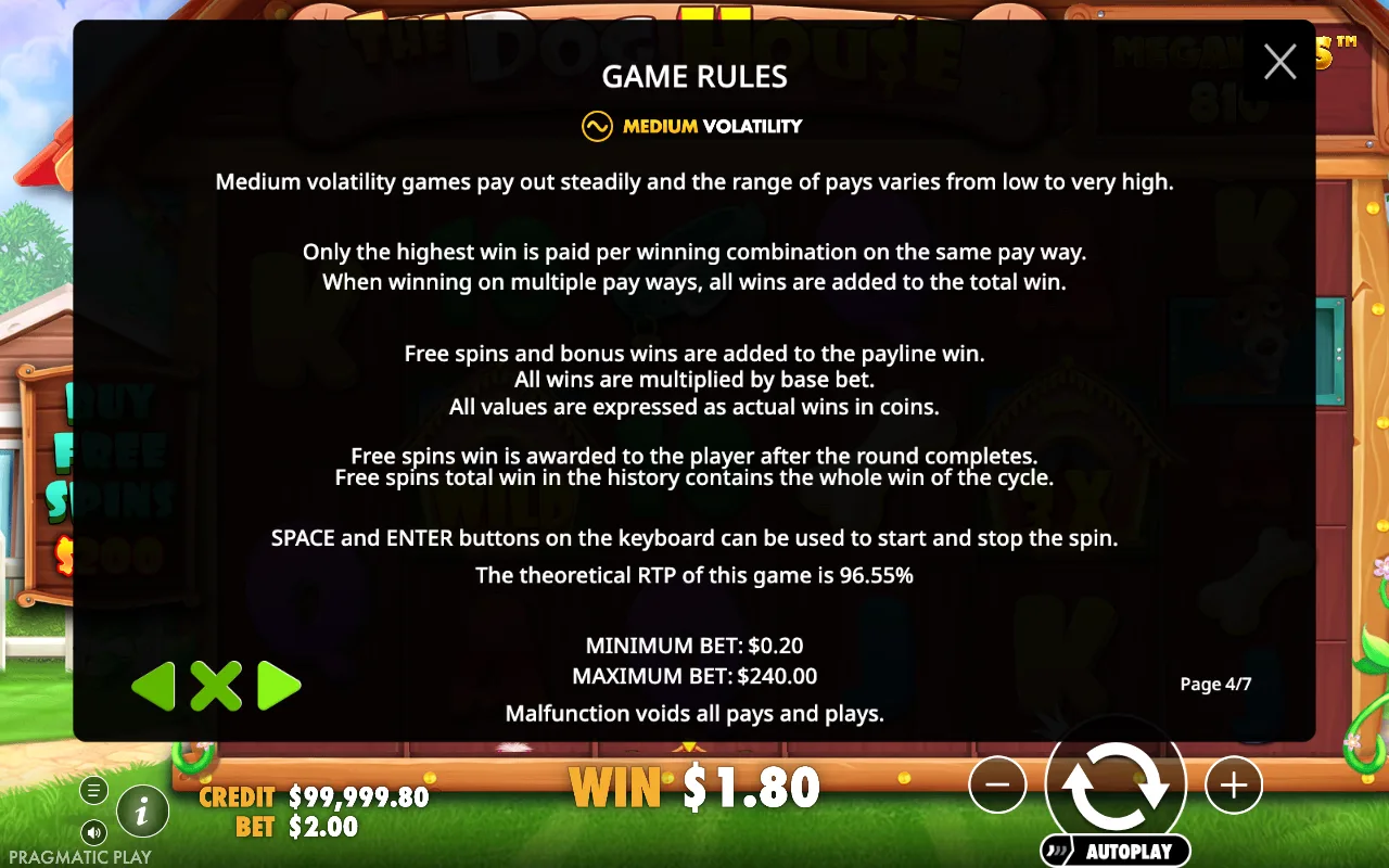 Game rules — The Dog House Megaways
