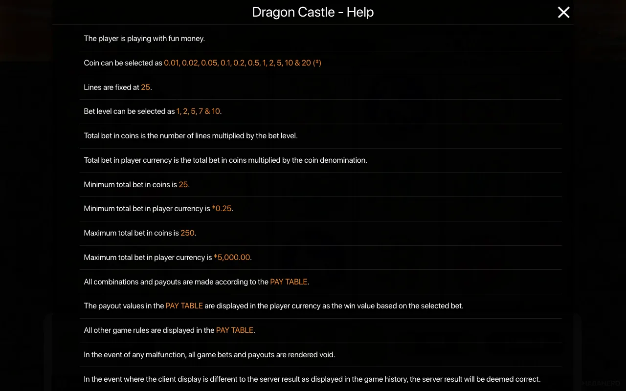 Game rules, page 1 — Dragon Castle