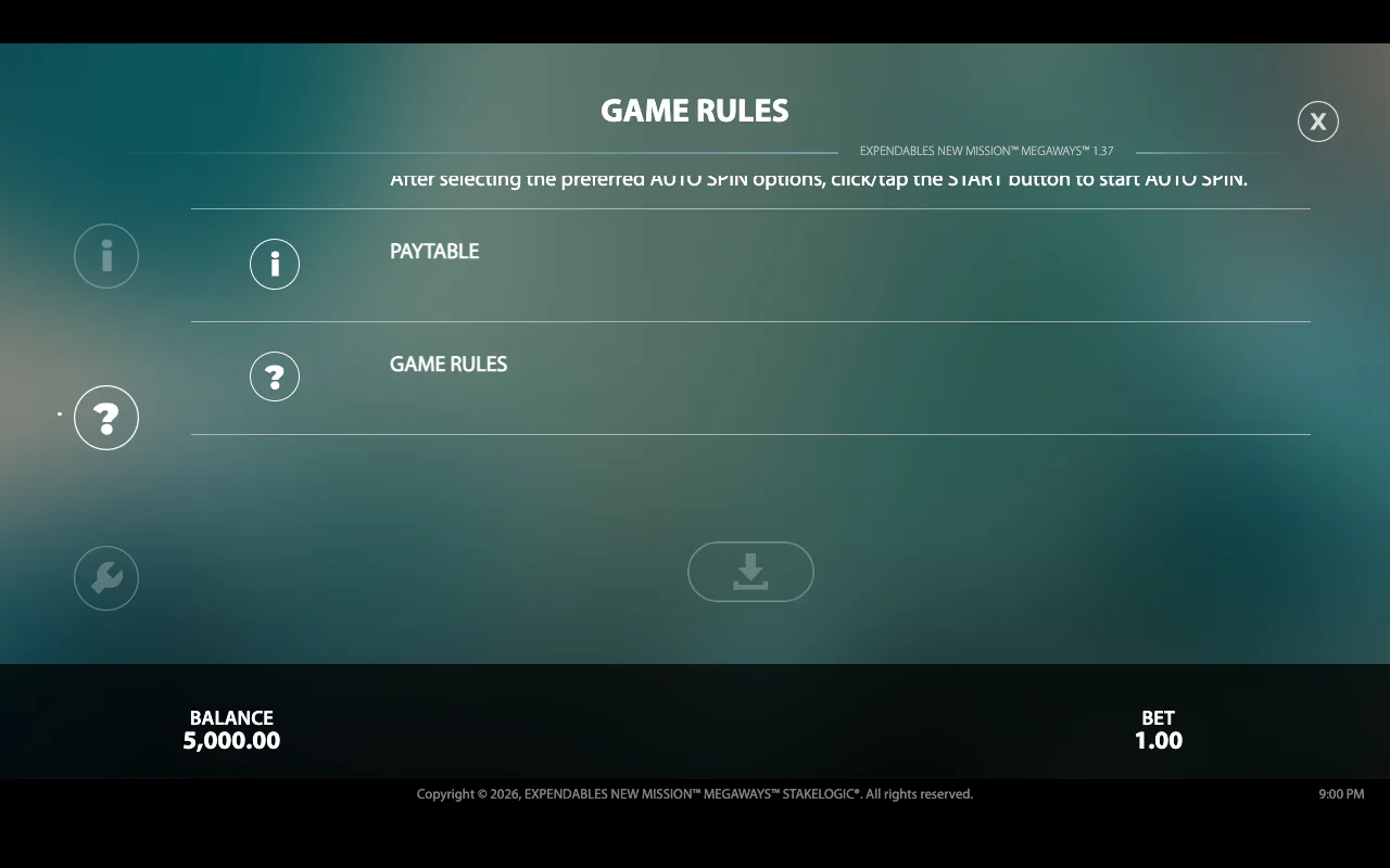 Game rules, page 7 — The Expendables New Mission Megaways