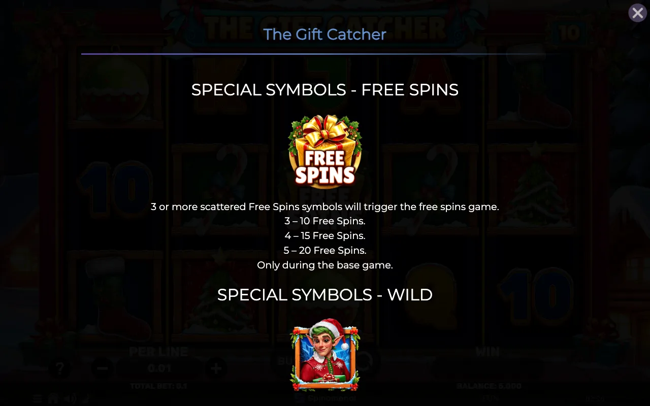 Special symbols - free spins — The Gift Catcher