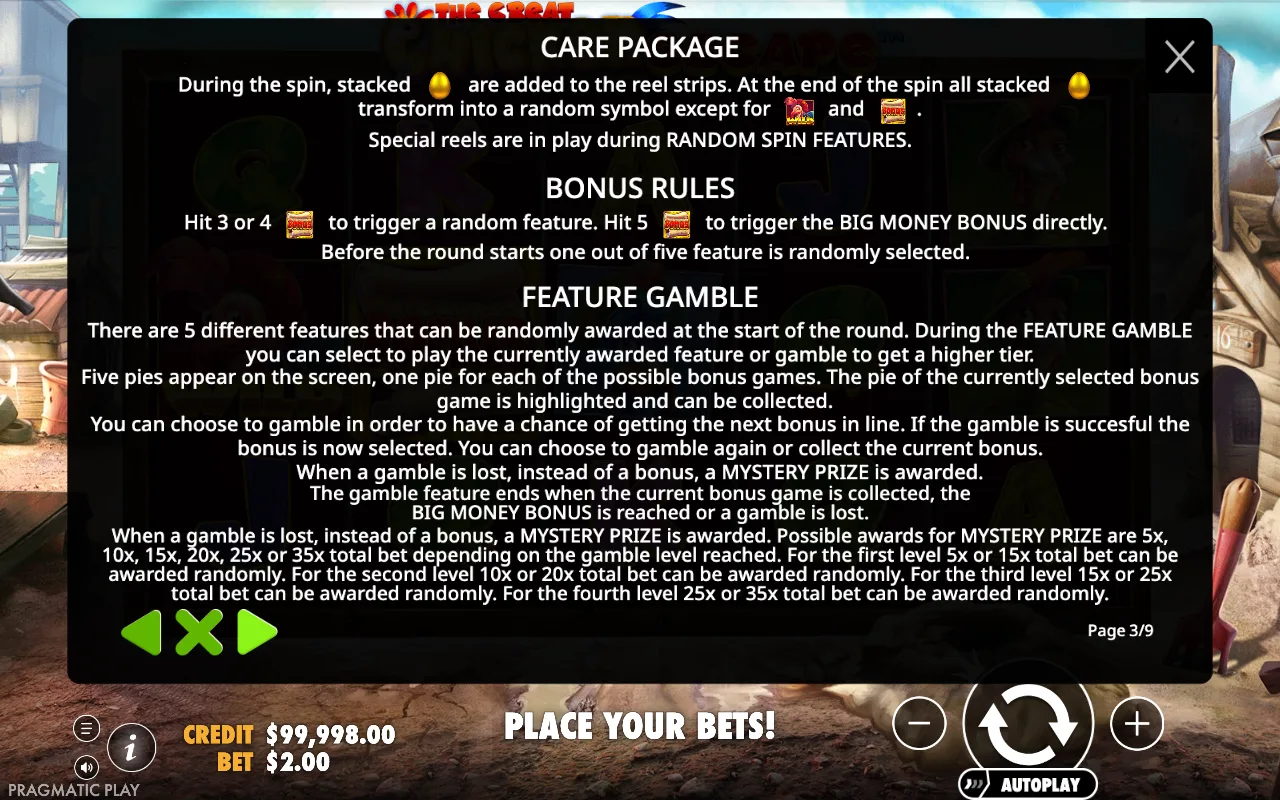 Bonus rules — The Great Chicken Escape