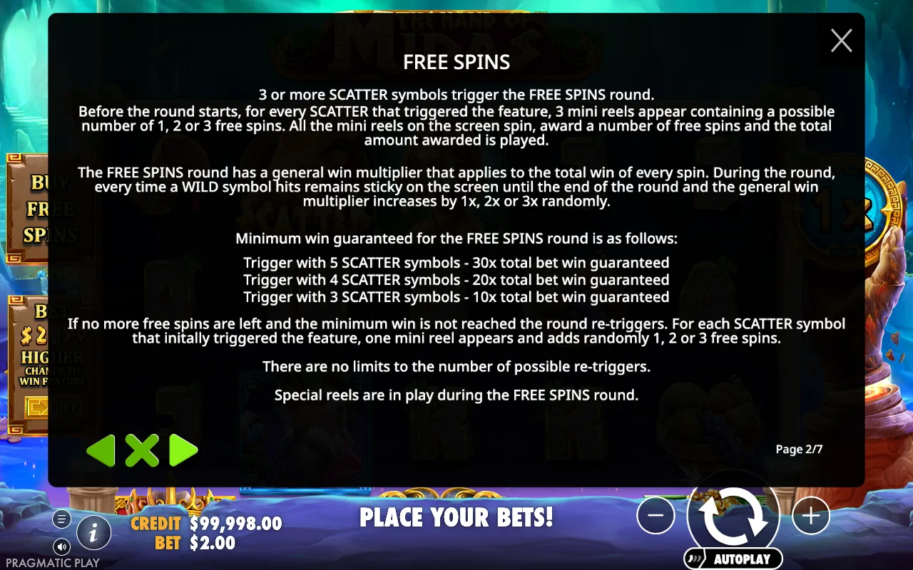 Free spins — The Hand of Midas