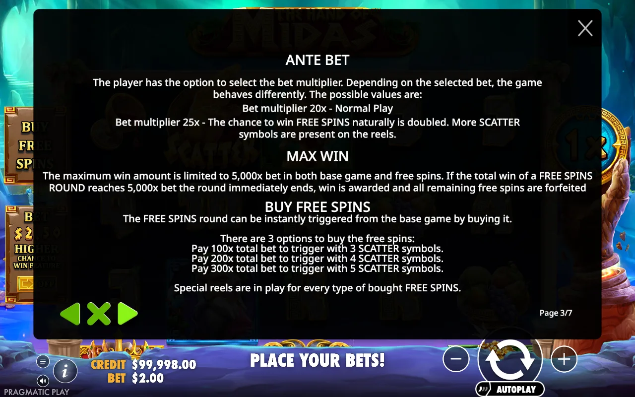 Ante bet — The Hand of Midas