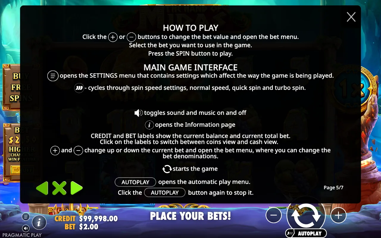 How to play — The Hand of Midas