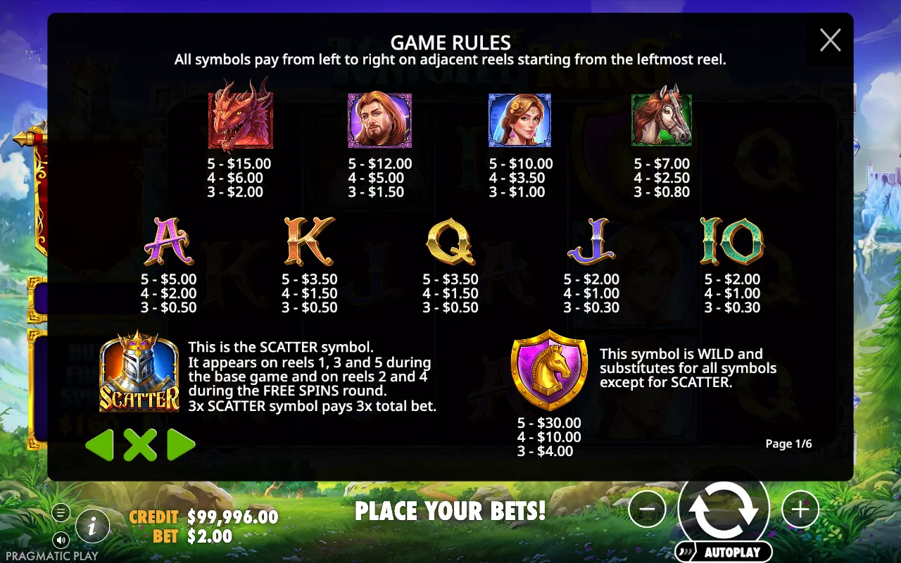 Game rules, page 1 — The Knight King