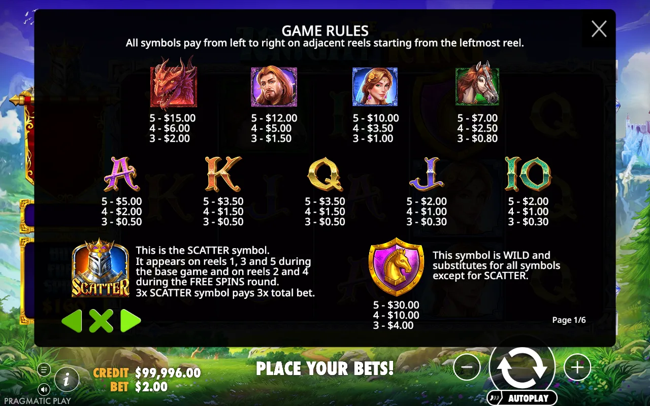 Game rules, page 7 — The Knight King