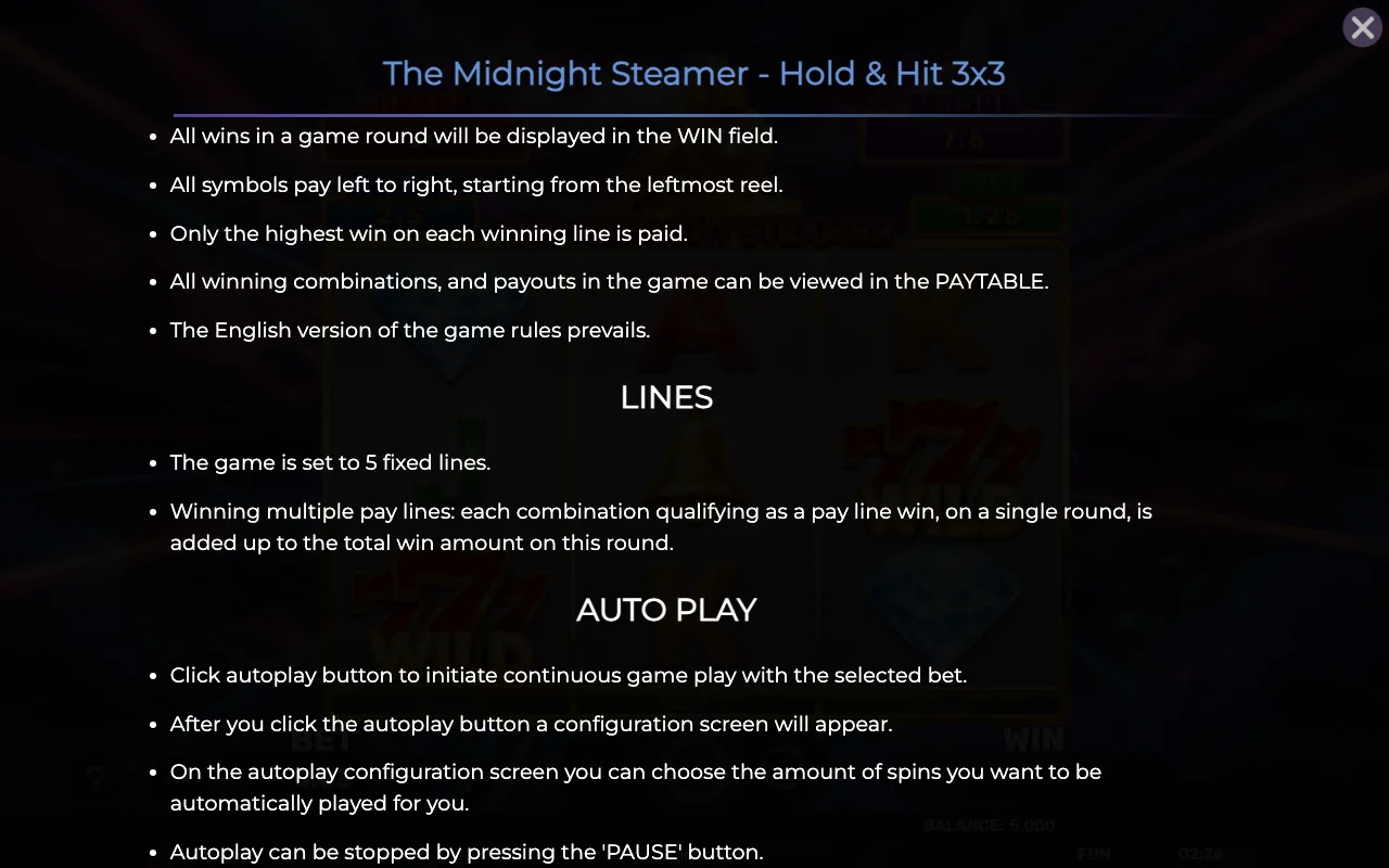 Game rules, page 7 — The Midnight Steamer hh 3x3