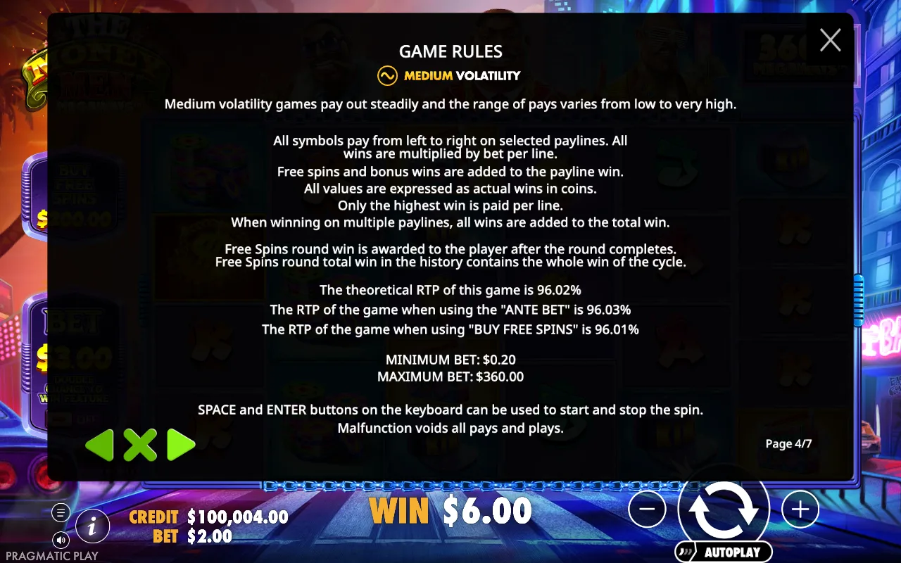 Game rules — The Money Men Megaways