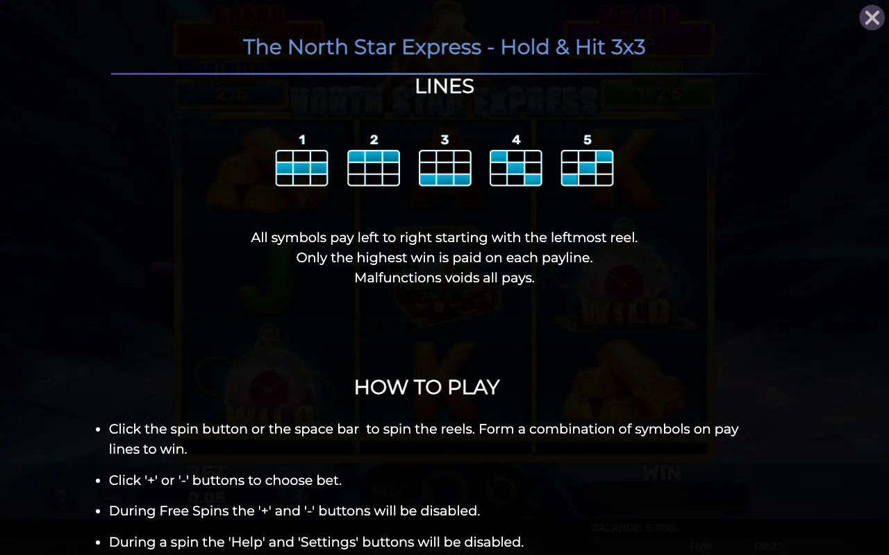 Lines — The North Star Express Hold Hit 3x3
