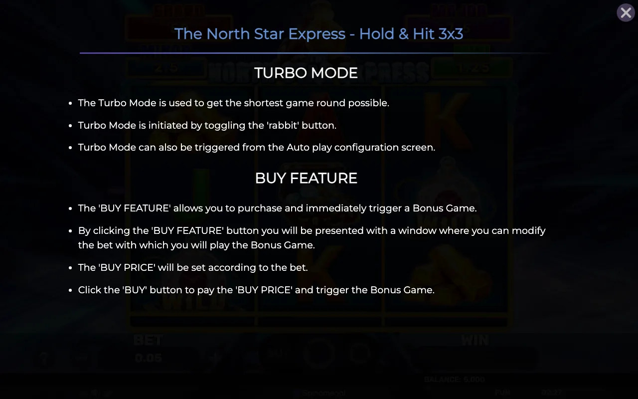 Buy feature — The North Star Express Hold Hit 3x3