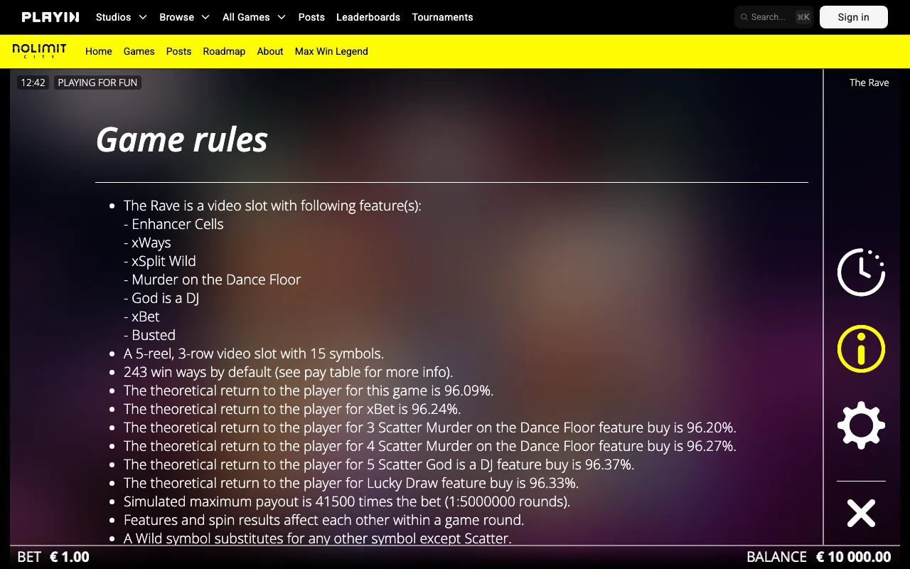 Game rules, page 1 — The Rave
