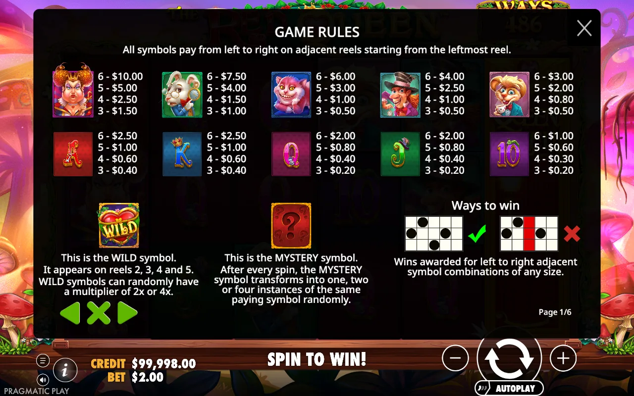 Game rules, page 1 — The Red Queen