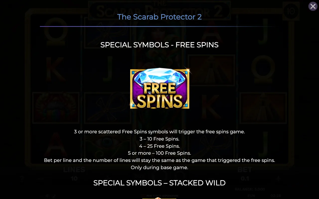 Special symbols - free spins — The Scarab Protector 2