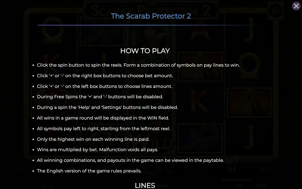 How to play — The Scarab Protector 2
