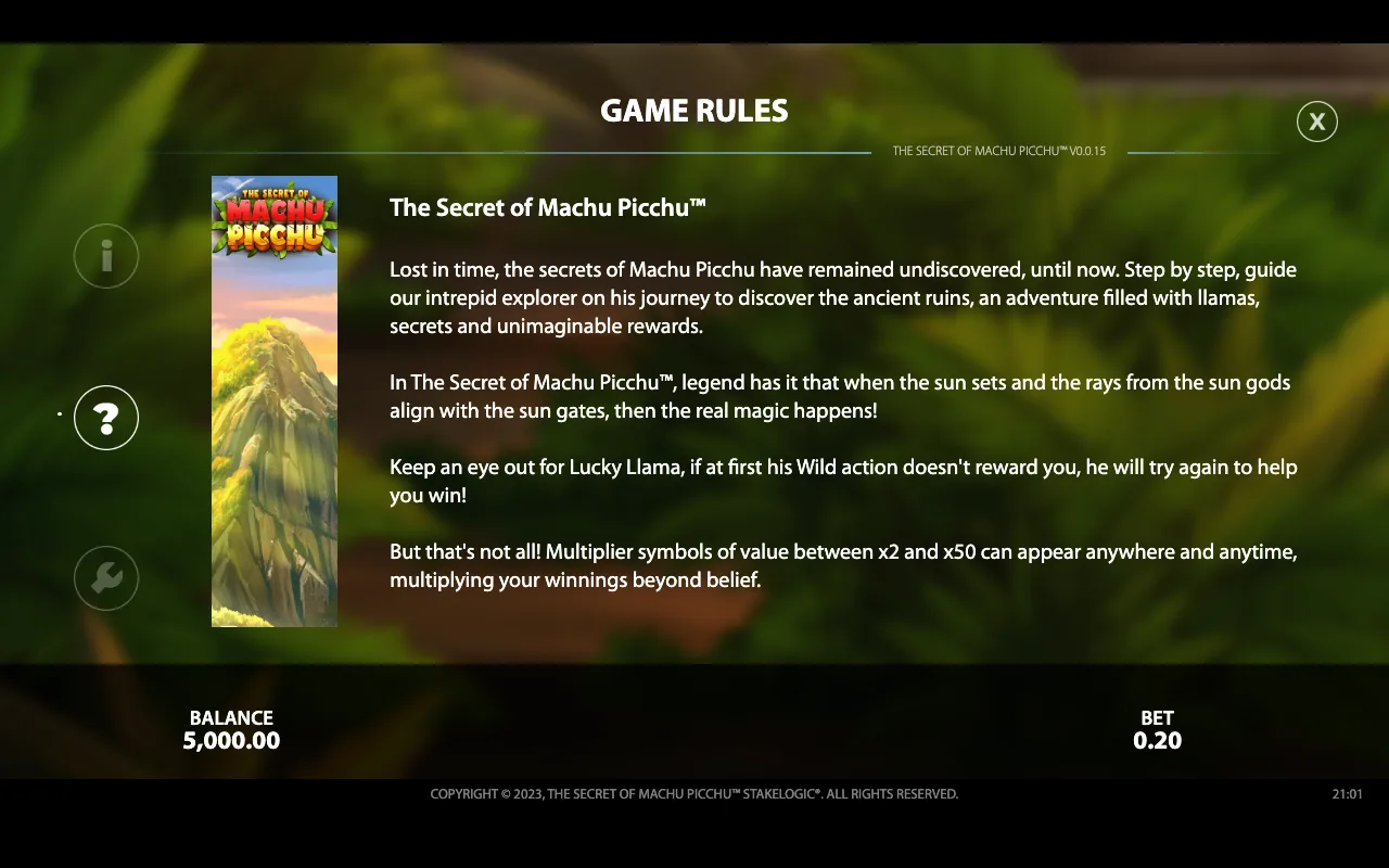 Game rules — The Secret of Machu Picchu