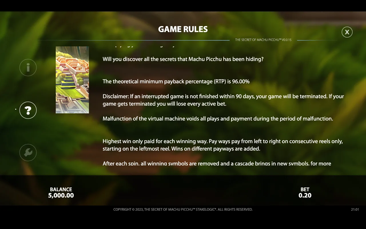 Game rules — The Secret of Machu Picchu