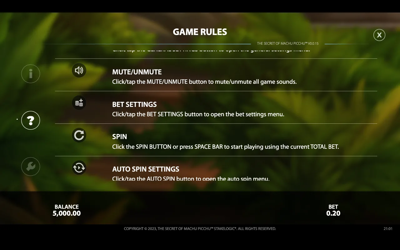 Game rules — The Secret of Machu Picchu